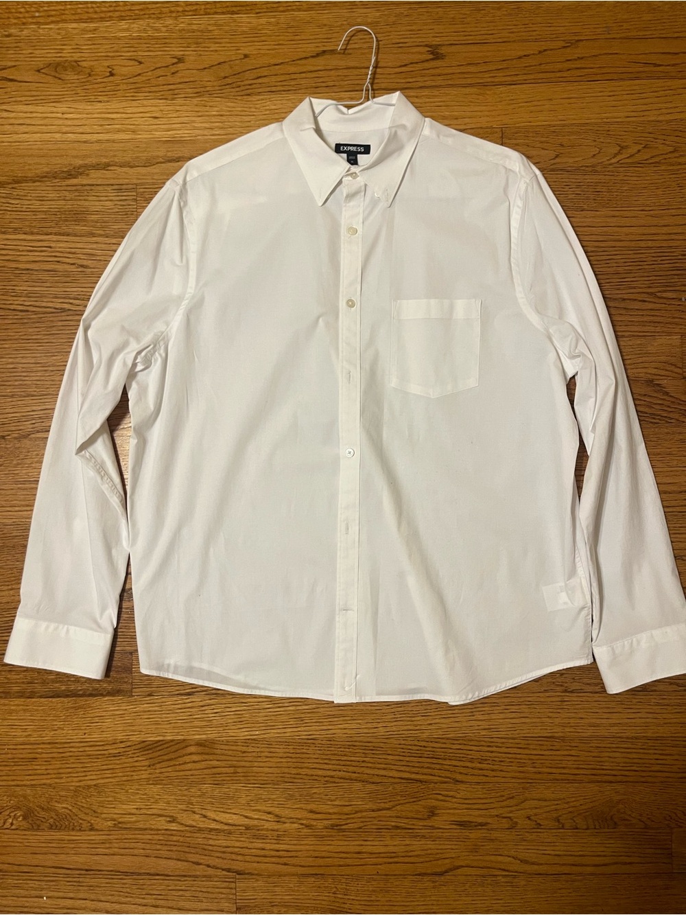Express Men's White Button-Front Dress Shirt